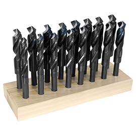 16pc 17/32"-1" x 1/32" General Purpose Black Oxide High Speed Steel Reduced Shank Drill Bit Set product photo