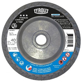 4-1/2" Diameter x 5/8"-11 Hole Type 29 ZA80 Blue C-Trim Plastic Backed Premium Flap Disc product photo