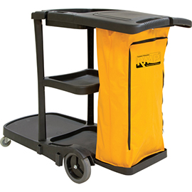 Janitor Cleaning Cart, 51" x 20" x 38", Plastic, Black product photo