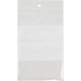 6" x 4" Reclosable White Block Poly Bag, 2 mils product photo