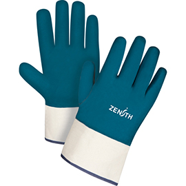 Heavyweight Safety Cuff Gloves, 2X-Large/11, Nitrile Coating, Cotton Shell Pair product photo