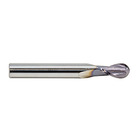 9/64" Diameter 2-Flute Ball Nose Stub Length TiAlN Coated Carbide End Mill product photo