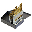 21pc 1/16"-3/8" x 1/64" Heavy-Duty Gold Oxide Cobalt Jobber Length Drill Bit Set product photo