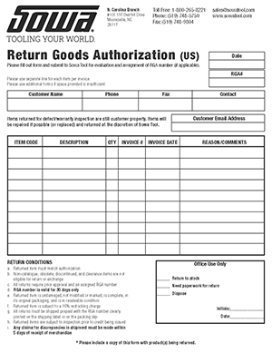Return Goods Authorization (RGA)