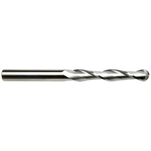 1" Diameter x 1" Shank 2-Flute Extra Long Length Ball Nose Blue Series Carbide End Mill product photo Front View L