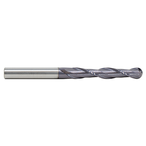 7/16" Diameter x 7/16" Shank 2-Flute Extra Long Length Ball Nose Yellow Series Carbide End Mill product photo