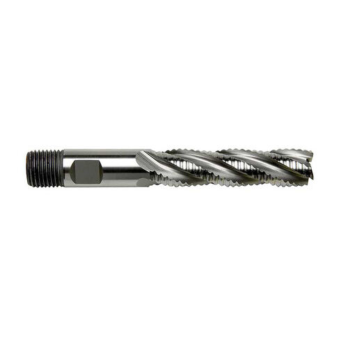 1/2" Diameter x 1/2" Shank 4-Flute Long Length Combination Shank Roughing HSCO Cobalt End Mill product photo Front View L