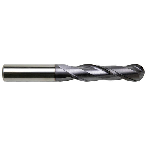 1/2" Diameter x 1/2" Shank 2-Flute Long Length Ball Nose AlTiN Red Series Carbide End Mill product photo Front View L