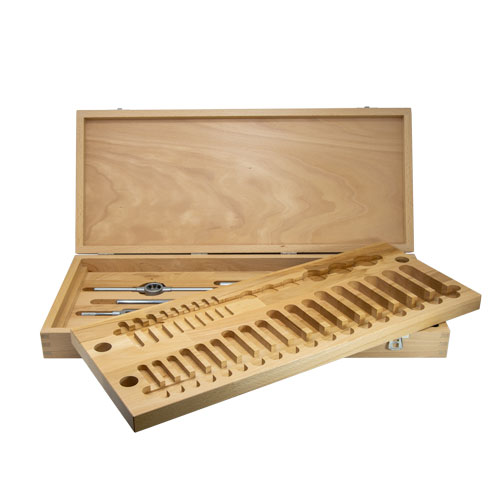 1/4" - 1" Tap & Die Empty Wooden Case (2 Adjustable Tap Wrenchs & 3 Die Stocks Included) product photo