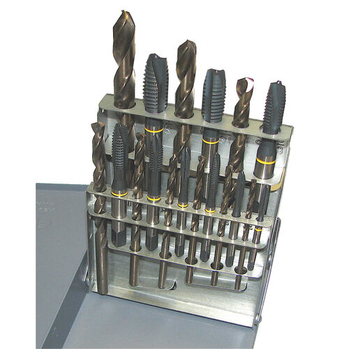 18pc Metric Yellow Ring Spiral Point Tap & Drill Set product photo Front View L