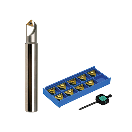 1/8"-5/8" CT 45° Chamfer 1-Flute Tool Kit with 10pc TCMT 21.51 Coated Inserts product photo Front View L