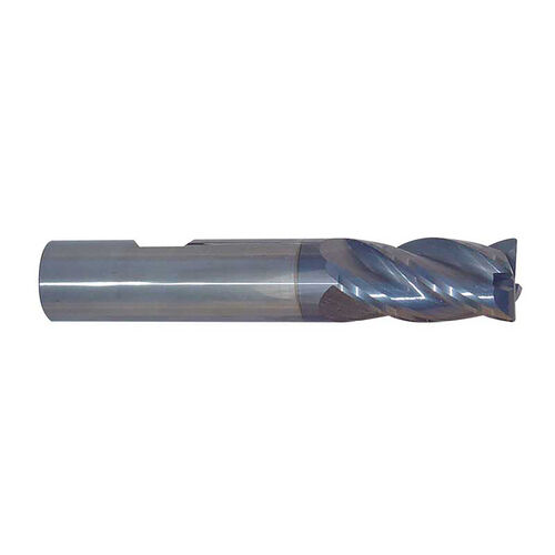 7/16" Diameter x 7/16" Shank 4-Flute Variable Helix AlTiN Red Series Carbide End Mill With Weldon Flats product photo Front View L