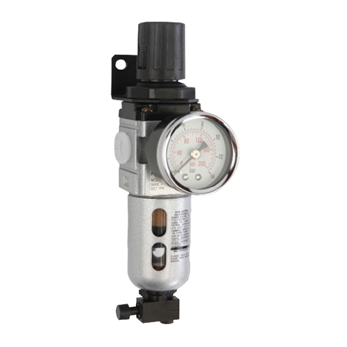 1pc Filter/Regulator Combination Unit, 1/4" NPT, With Pressure Gauge product photo Front View L