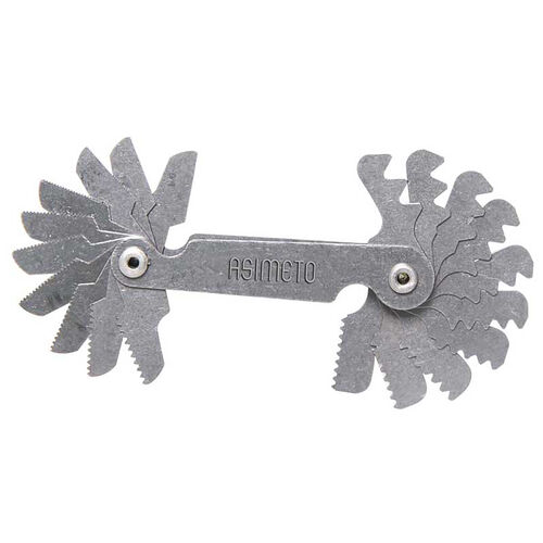 18 Leaf Set - 0.4-7mm Asimeto Screw Pitch Gauge product photo Front View L