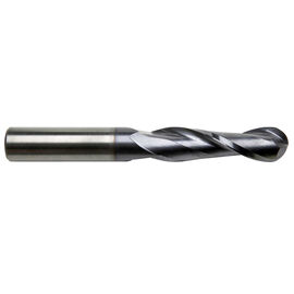 7/16" Diameter x 7/16" Shank 2-Flute Long Length Ball Nose Yellow Series Carbide End Mill product photo