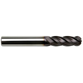 3/16" Diameter x 3/16" Shank 4-Flute Long Length Ball Nose AlTiN Red Series Carbide End Mill product photo